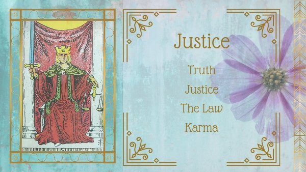 the justice tarot card Rider-Waite