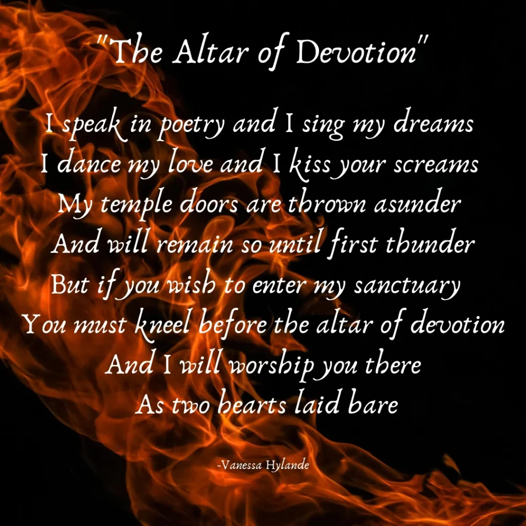 The Altar of devotion poetry by Vanessa Hylande