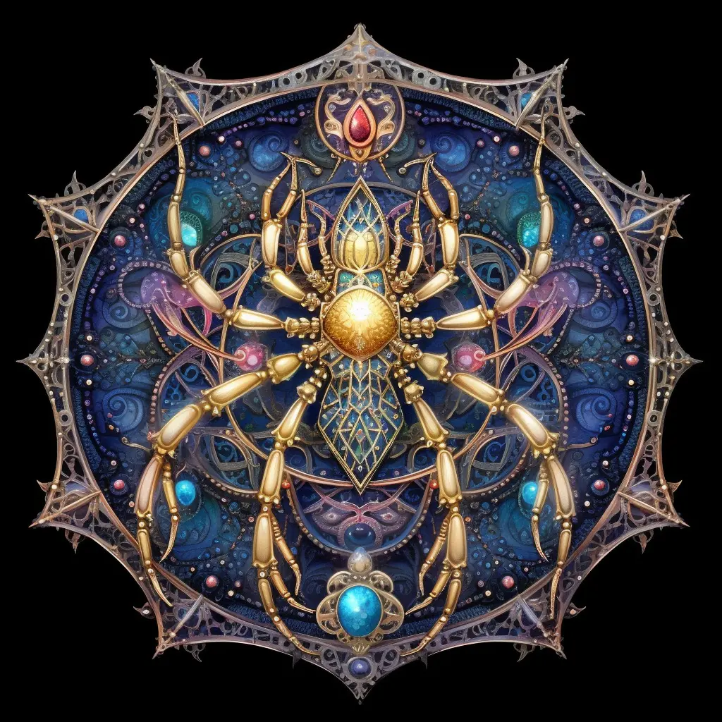 the wheel of fortune tarot card meaning, spirder spirit animal, destiny, Midjourney art by Vanessa Hylande