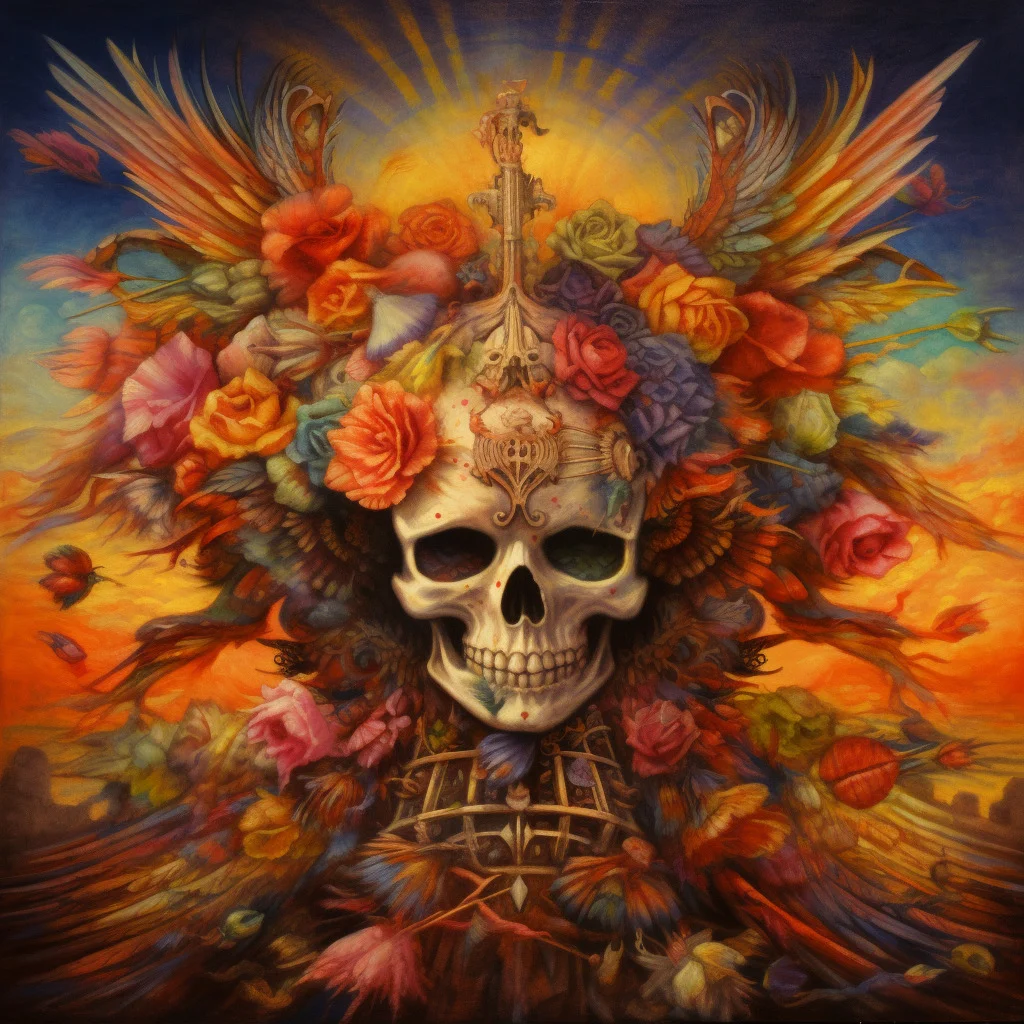 death tarot card meaning, tarot death card meaning, tarot death card meaning, death card in tarot meaning, major arcana, dia de los muertos, midjourney art by vanessa hylande tarot card art