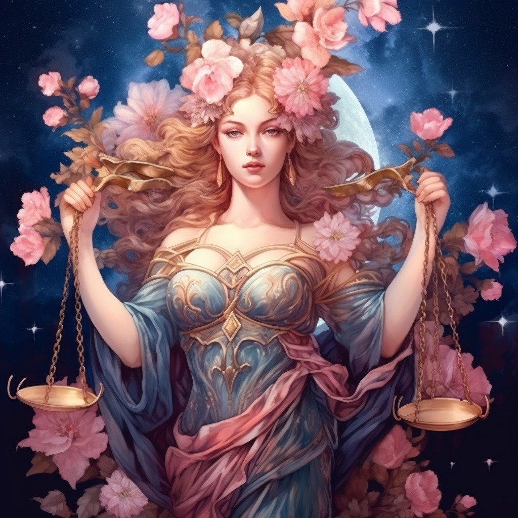 justice tarot card meaning, major arcana, lady justice, Libra, Midjourney art by Vanessa Hylande