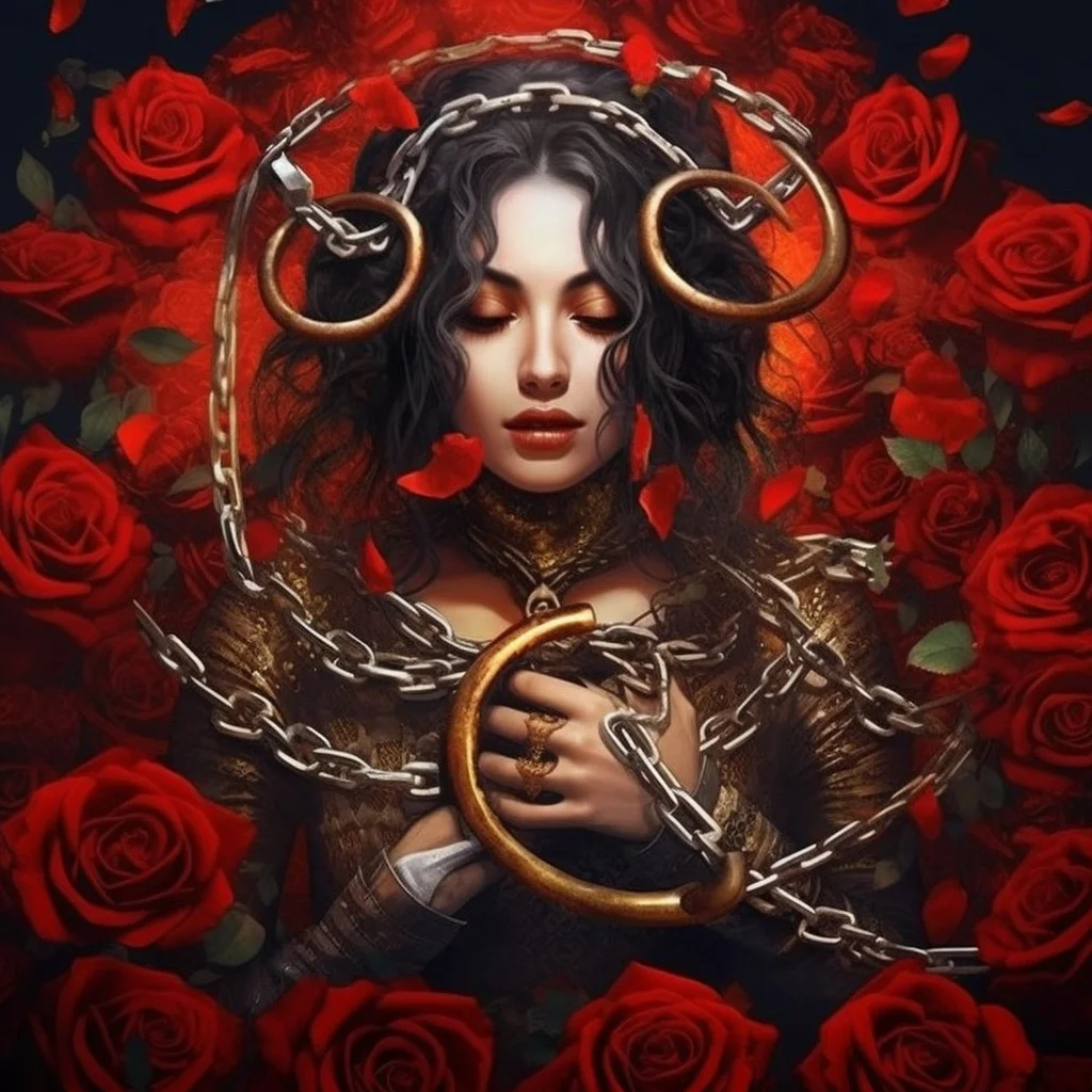 the Devil tarot card meanings, major arcana, midjourney art by Vanessa Hylande