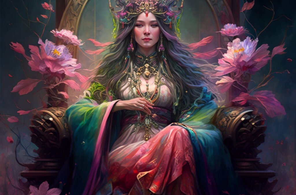 The Empress tarot card divine feminine tarot inner goddess, Midjourney art by Vanessa Hylande