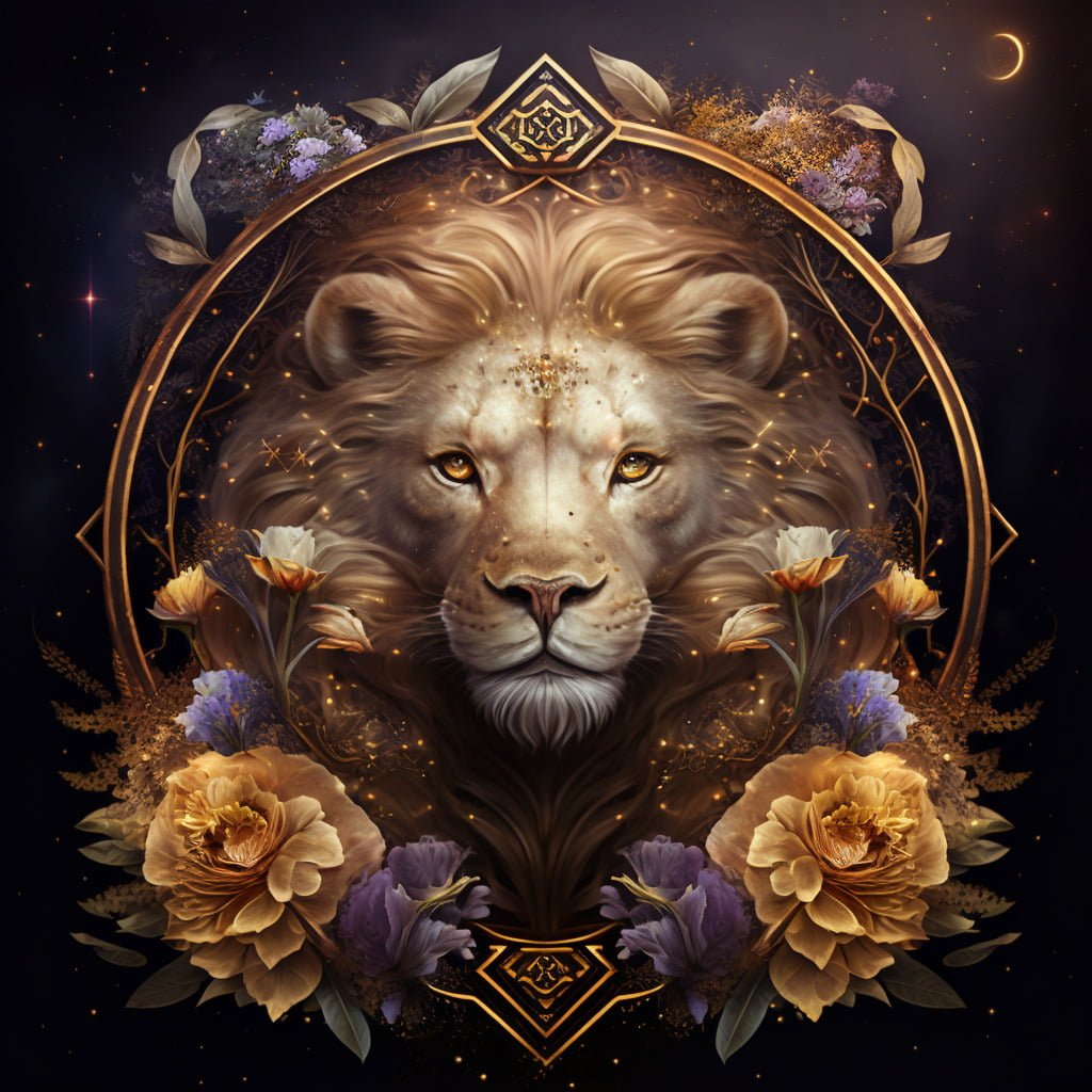 Leo dates and traits zodiac sign astrology midjourney art by Vanessa Hylande