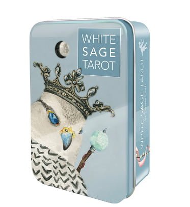 white sage tarot deck in a tin for your altar and goddess circles