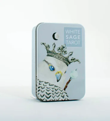 white sage tarot deck in a tin 