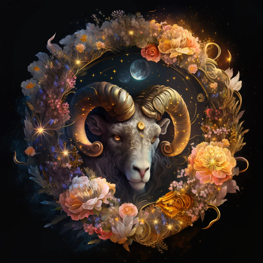 Aries dates and traits, Aries compatibility zodiac astrology, aries star sign, midjourney art Vanessa Hylande