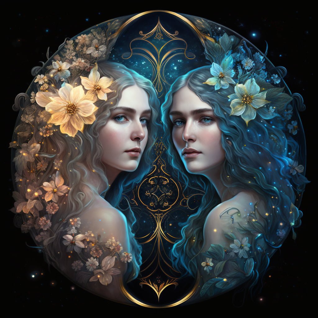 Gemini zodiac astrology dates and traits midjourney art Vanessa Hylande