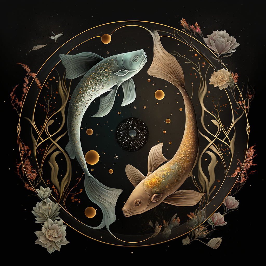 Pisces compatibility zodiac astrology dates and traits midjourney art Vanessa Hylande