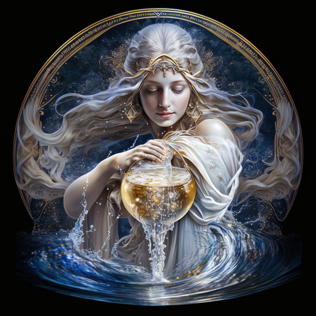 Aquarius compatibility zodiac astrology dates and traits midjourney art Vanessa Hylande