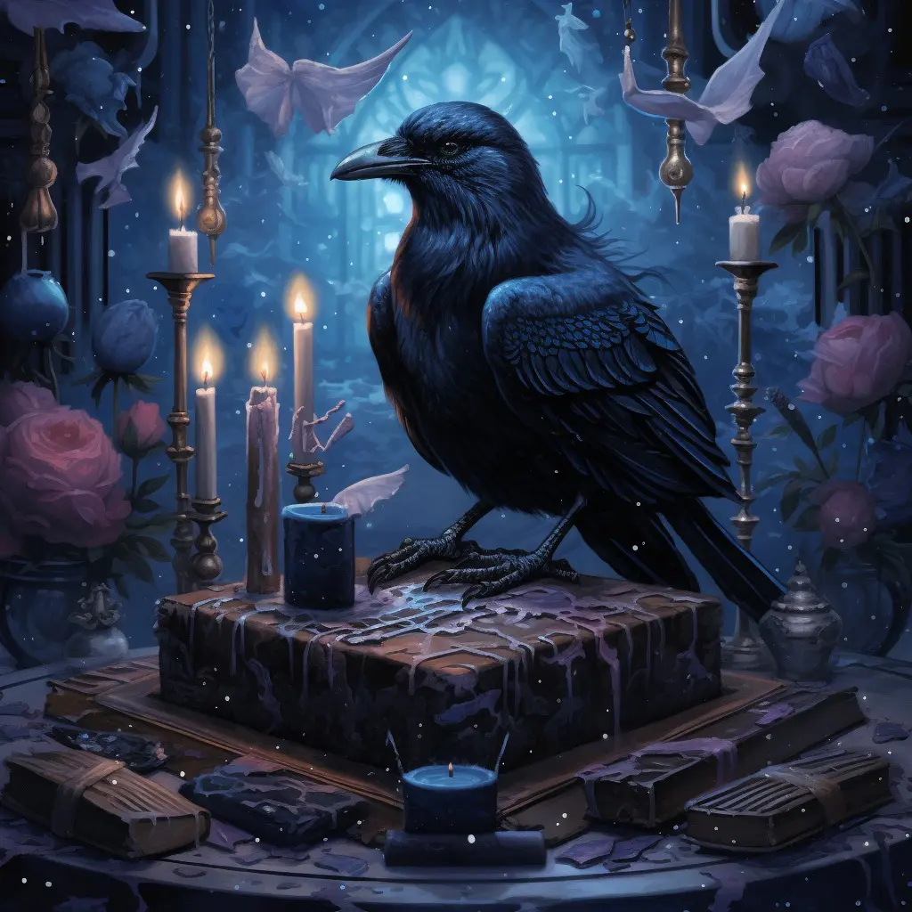 the magician tarot card meaning, major arcana, raven spirit animal, Midjourney art by Vanessa Hylande